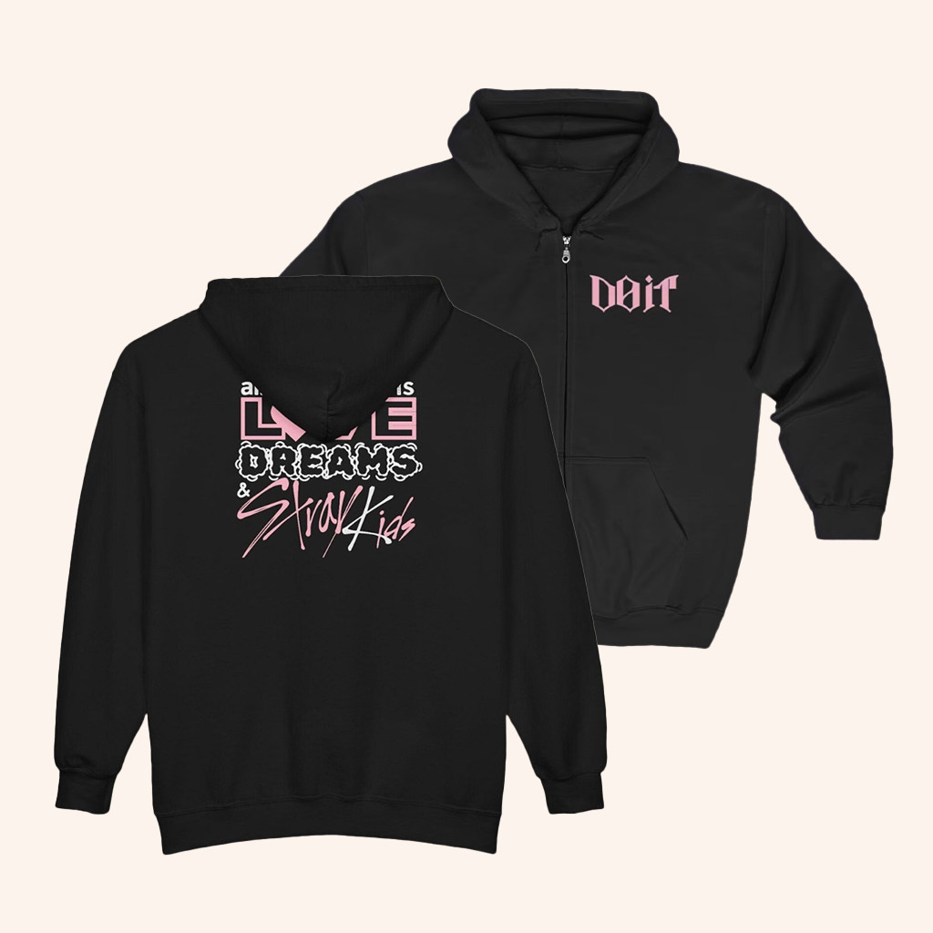 Love Dreams Stray Kids Skz Do It Zip Up Hoodie Fan Merch Gifts For Girlfriend