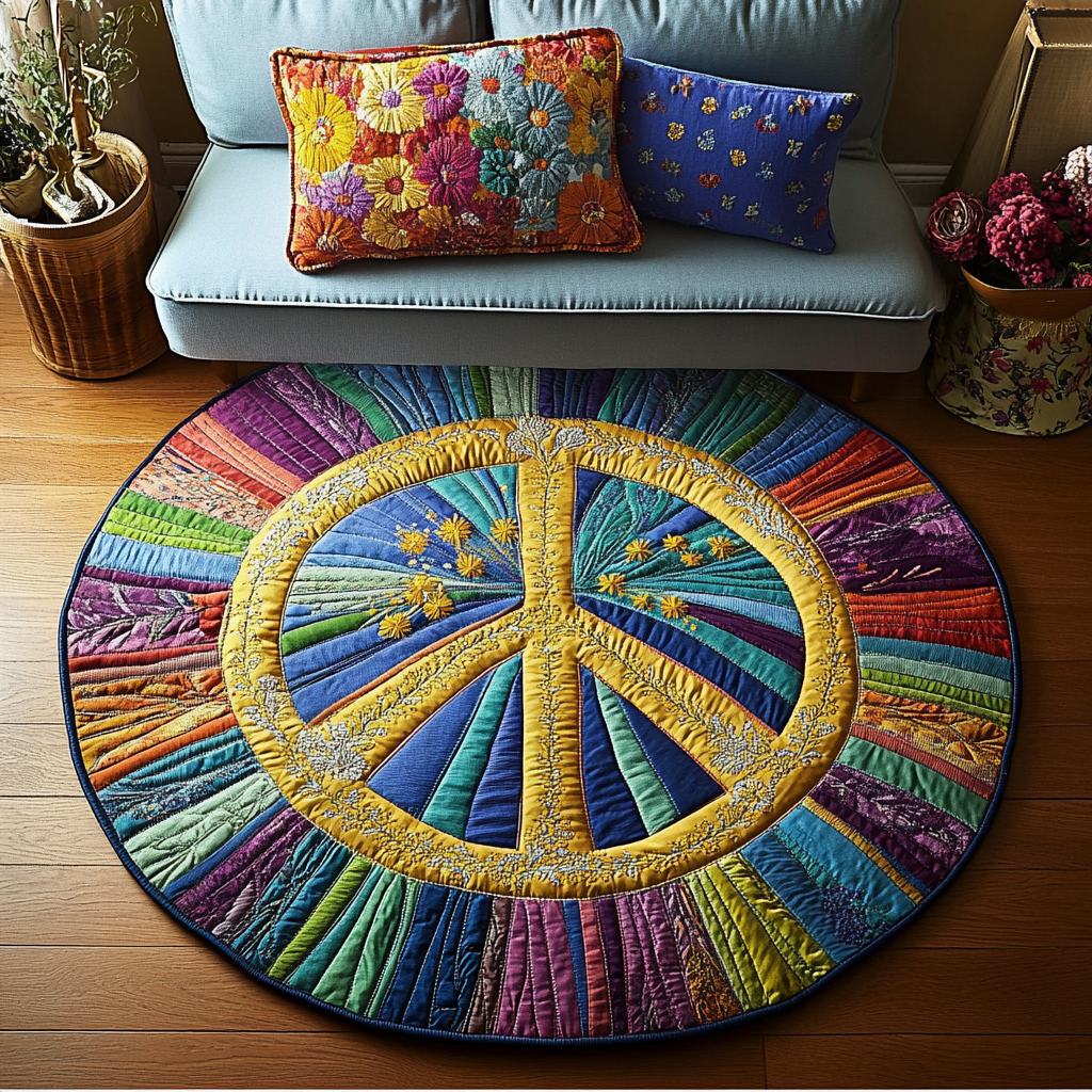 Love Flow Quilted Round Mat Front Door Decor Christmas Presents For Cousin