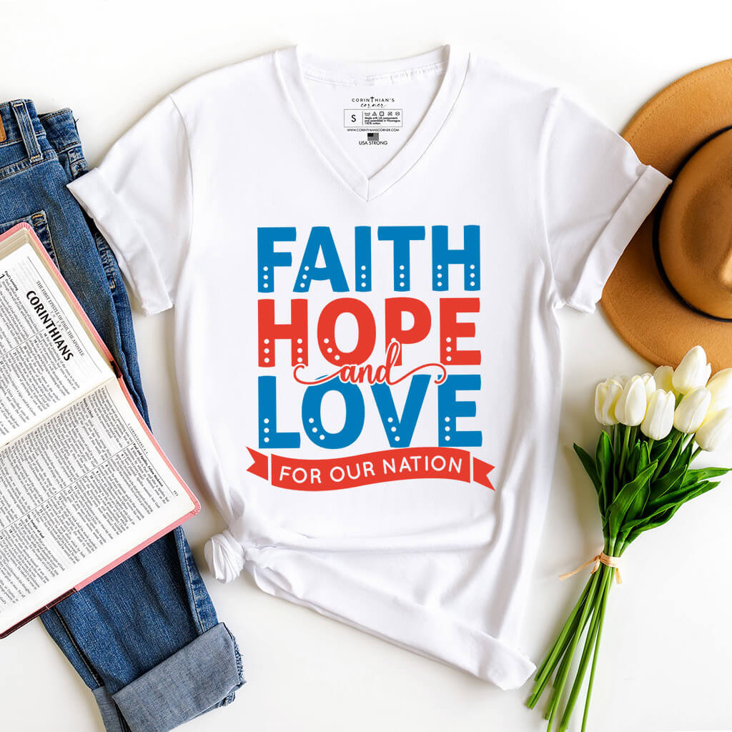 Love For Our Nation V-Neck Shirt Gift For Women
