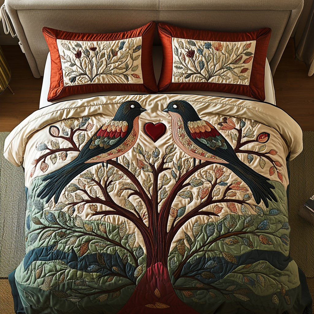 Love Harmony Quilted Bedding Set Best Bedspread Set Best Gifts For Bird Lovers