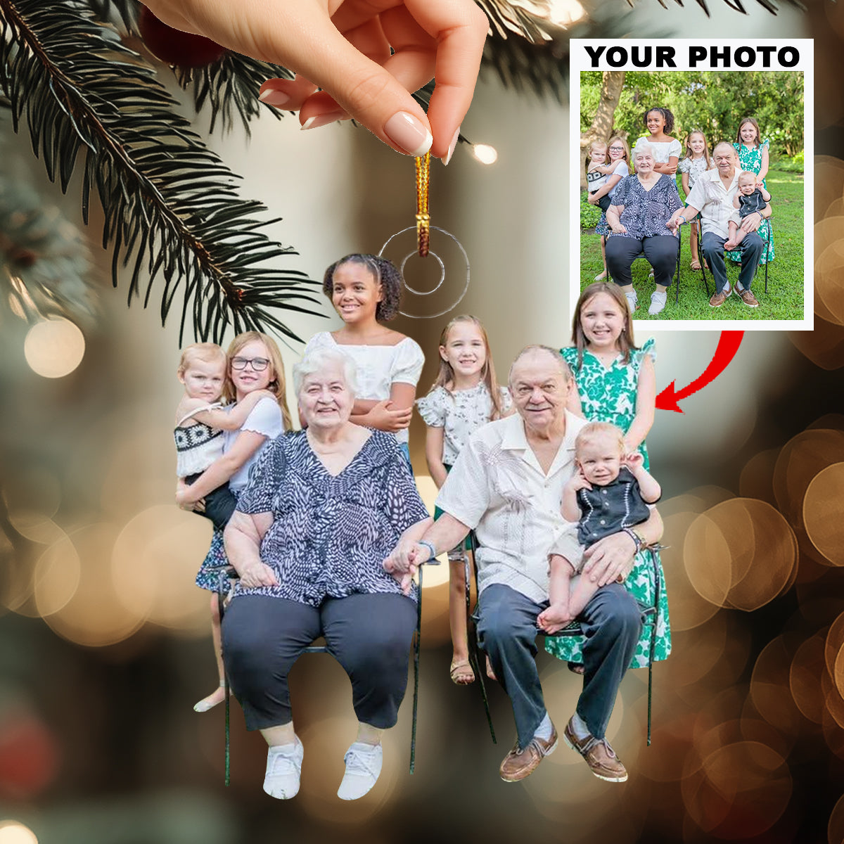 Love Holds Us Personalized Photo Mica Ornament Christmas Gift For Family Members