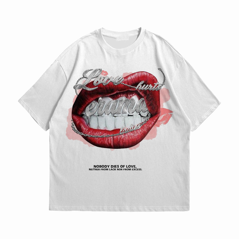 Love Hurts Nobody Dies Of Love T-Shirt Lips Graphic Shirt Streetwear Apparel Gift Ideas