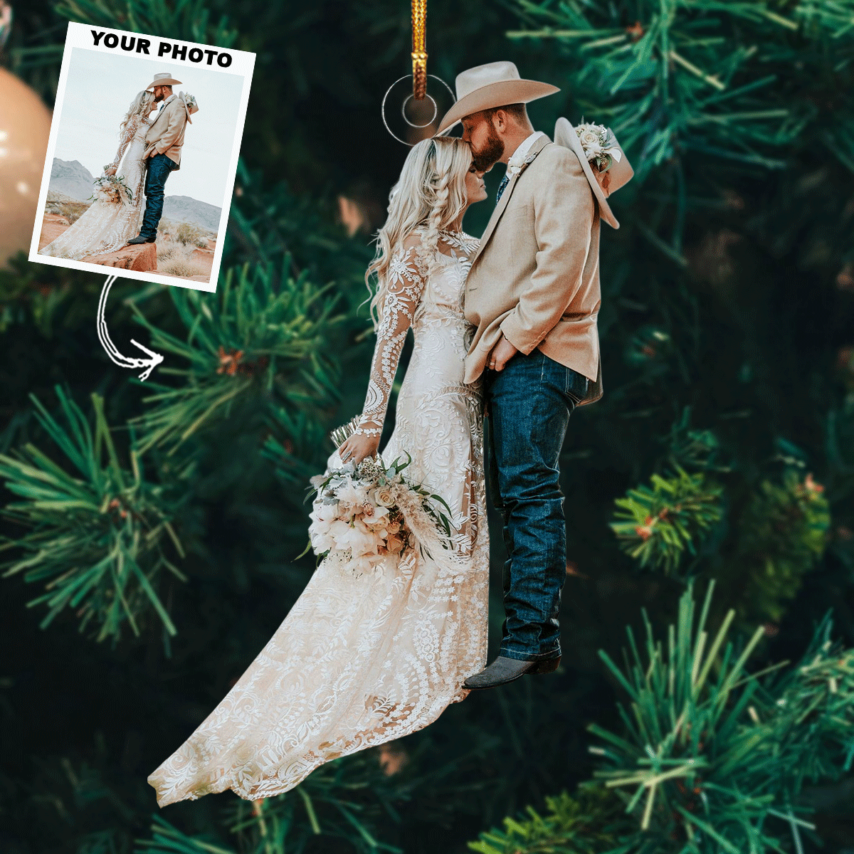 Love In Bloom Personalized Photo Mica Ornament Christmas Gift For Couple Family Member