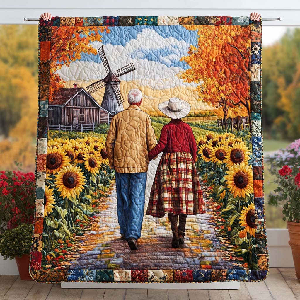 Love in Fall Quilted Blanket Cute Bed Blankets Gifts For Couples Who Have Everything