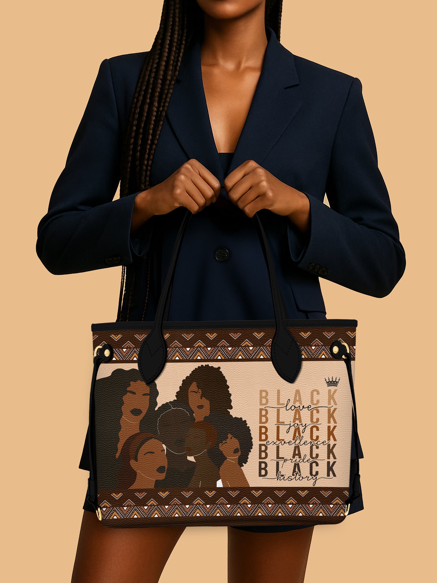 Love Joy African Women Leather Handbag Commemorative Freedom Melanin Black Women Gift Ideas