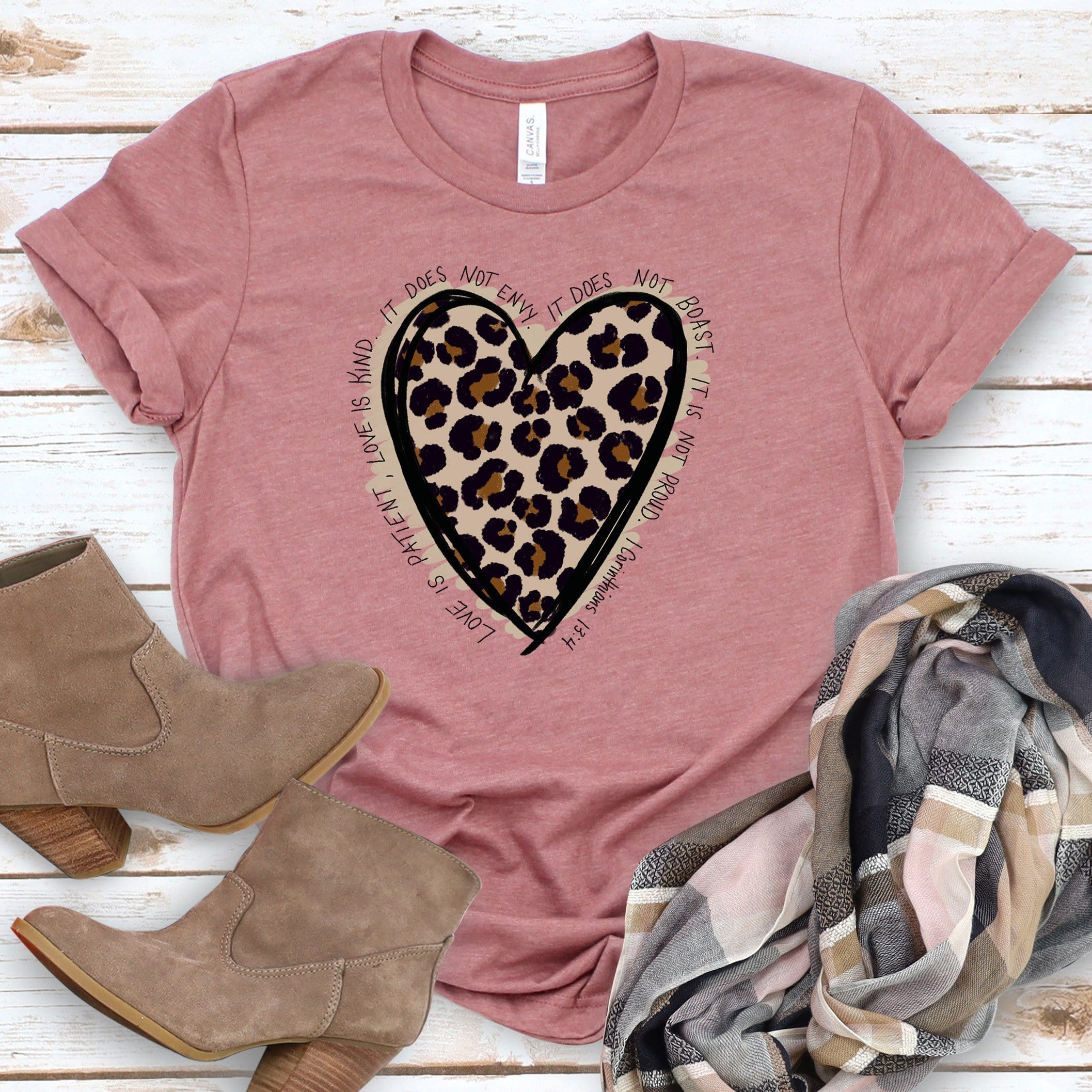 Love Leopard Christian Faith Shirt Trendy Religious Gifts Animal Print Graphic Tee