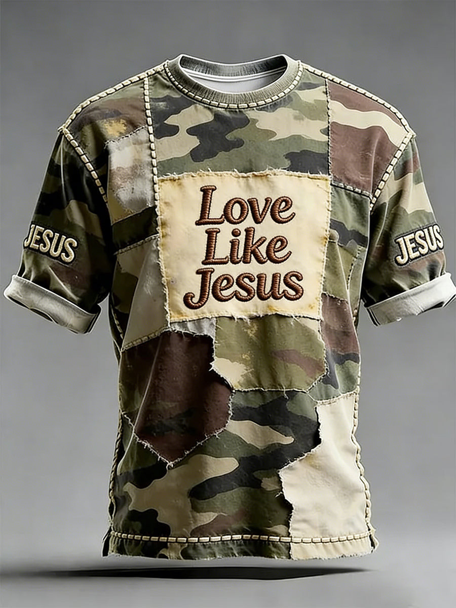 Love Like Jesus Camo Faith Graphic T-Shirt Christian Streetwear Shirt Gift For Dad