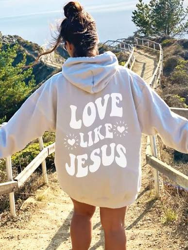 Love Like Jesus Hoodie Christian Faith Pullover Inspirational Religious Gift