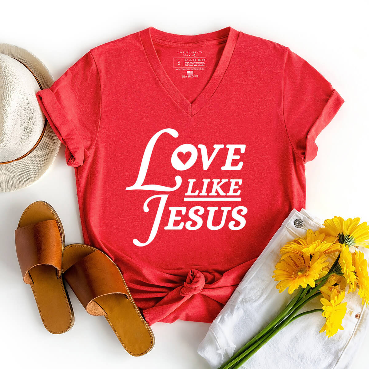 Love Like Jesus V-Neck Shirt Gift For Women