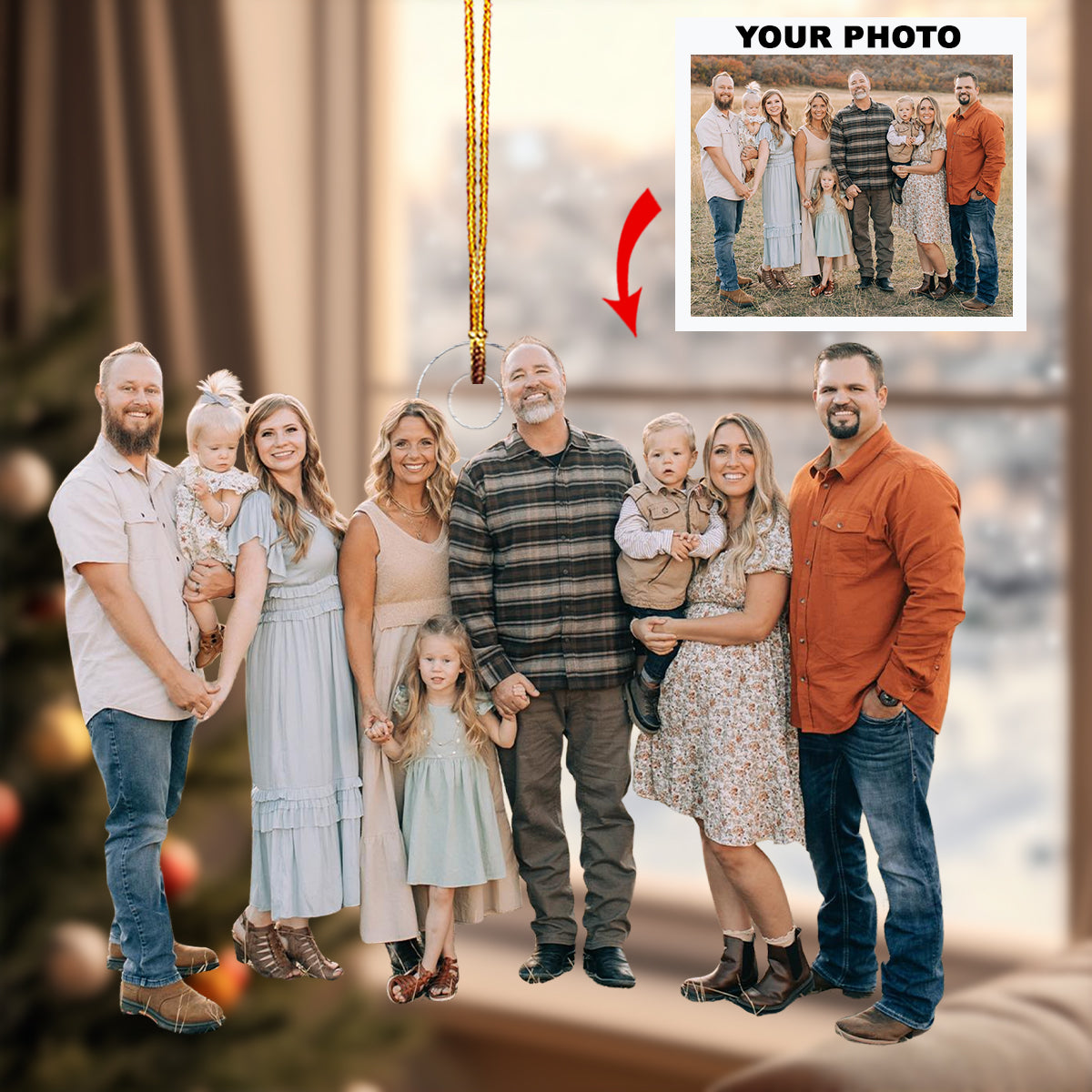 Love Makes A Family Personalized Photo Mica Ornament Christmas Gift For Family Family