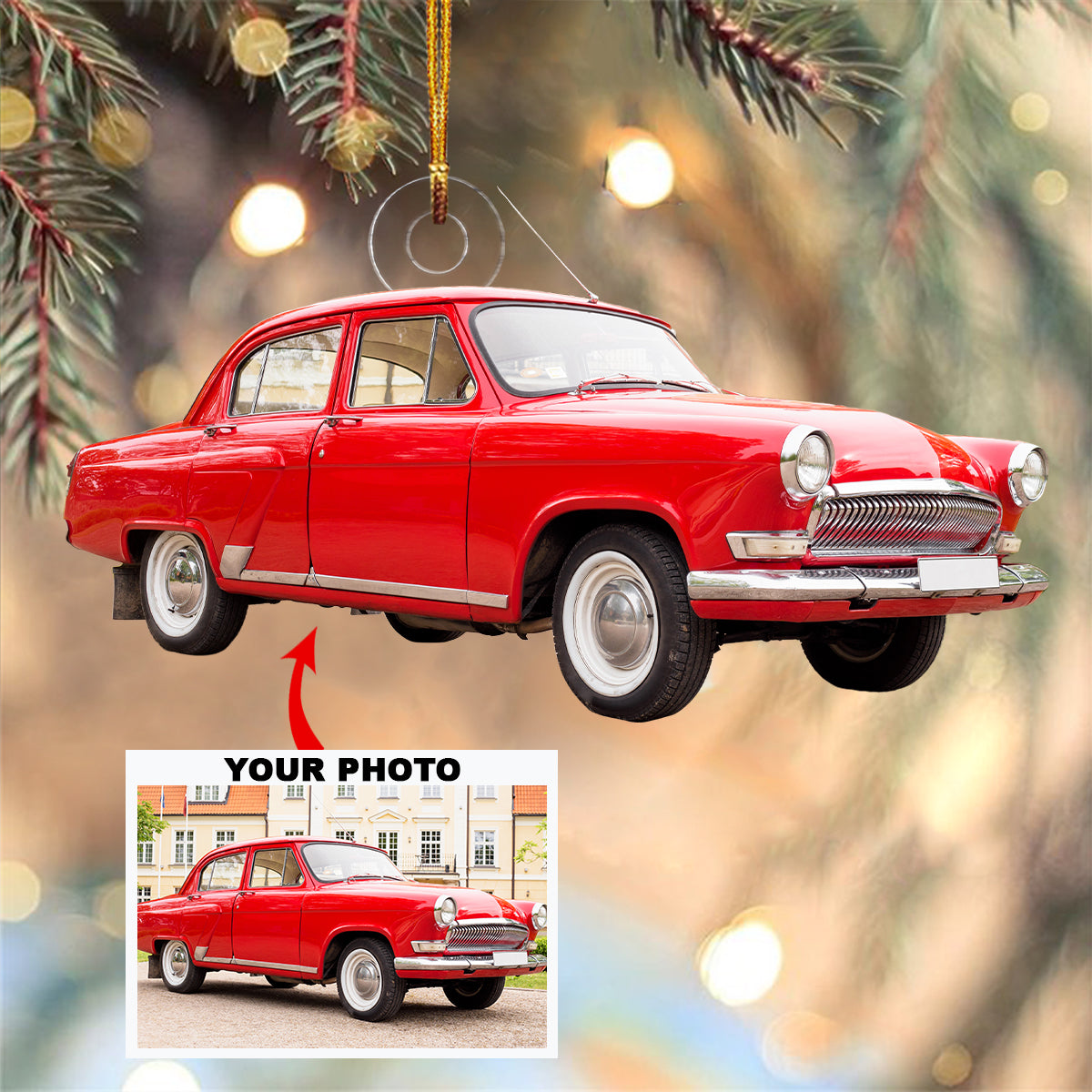 Love My Car Personalized Custom Photo Mica Ornament Christmas Gift For Family Members