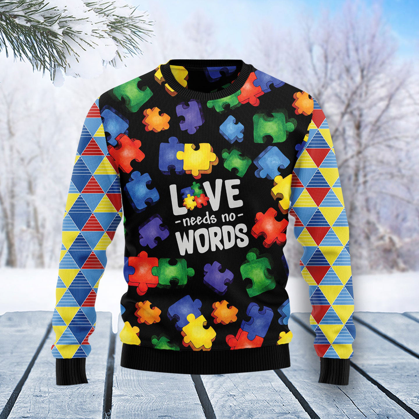 Love Needs No Worlds Ugly Christmas Sweater Christmas Clothing Good Gift For Autism