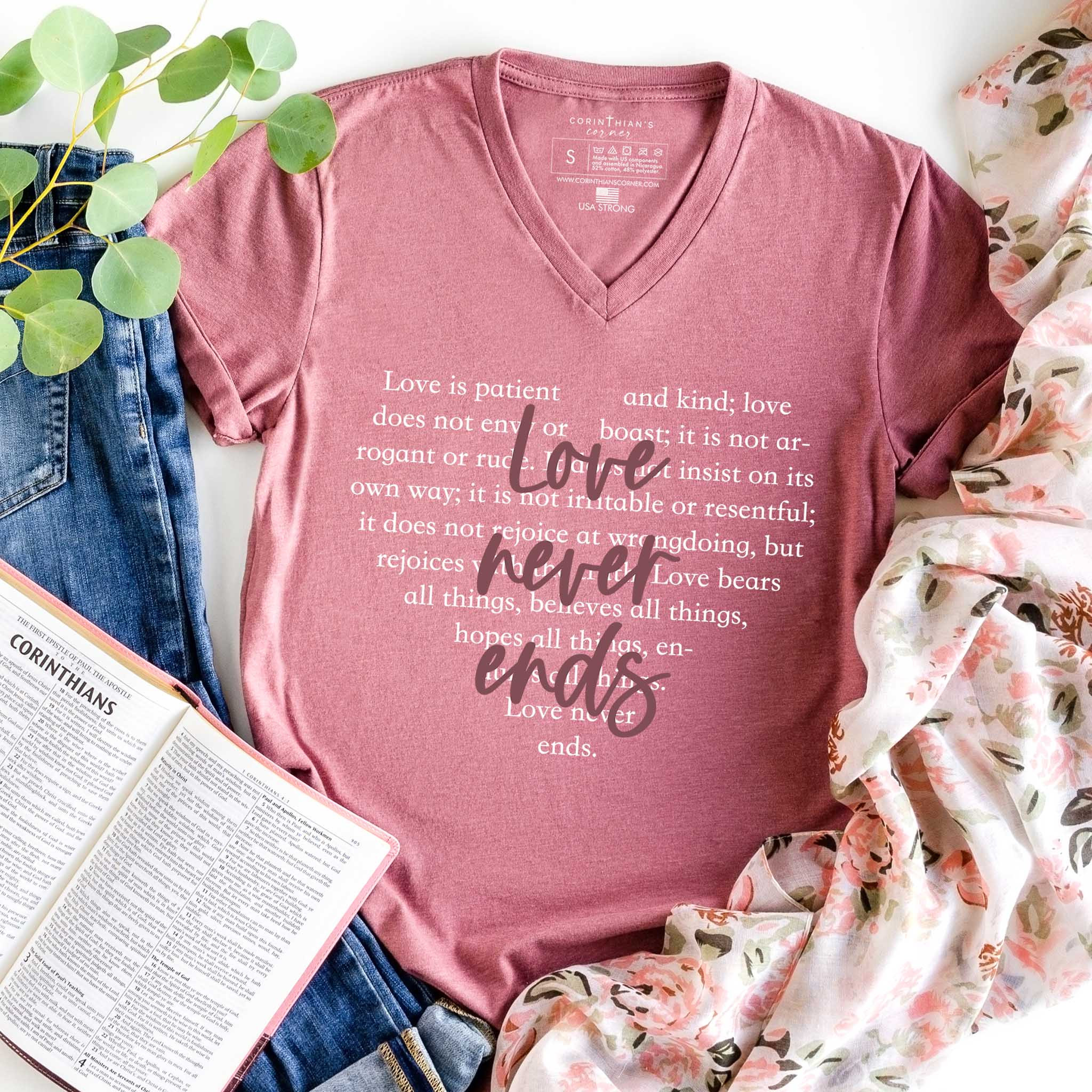 Love Never Ends V-Neck Shirt Gift For Women