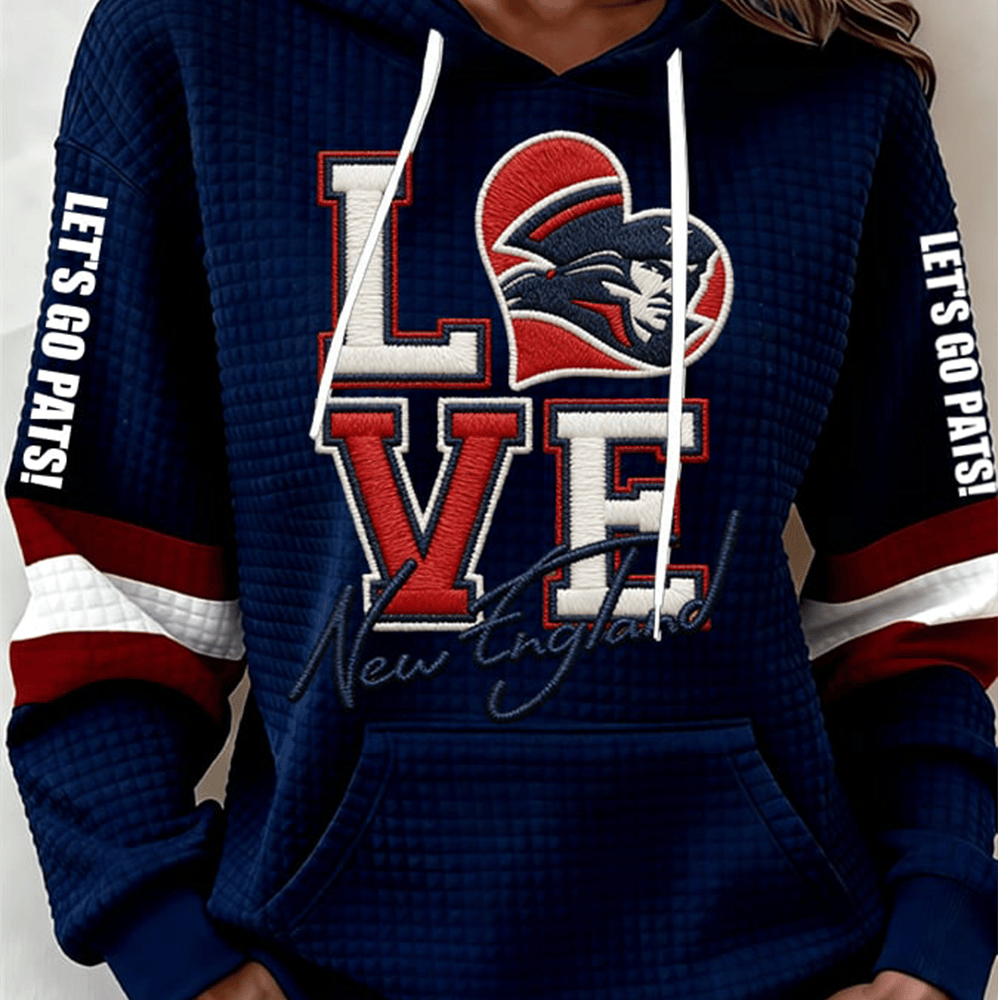 Love New England Patriots Football Hoodie Game Day Hooded Sweatshirt Gift For Her