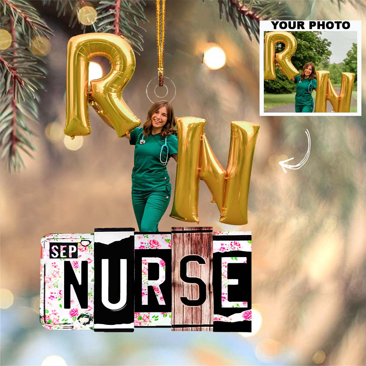 Love Nurse Life Customized Your Photo Ornament Personalized Custom Photo Mica Ornament