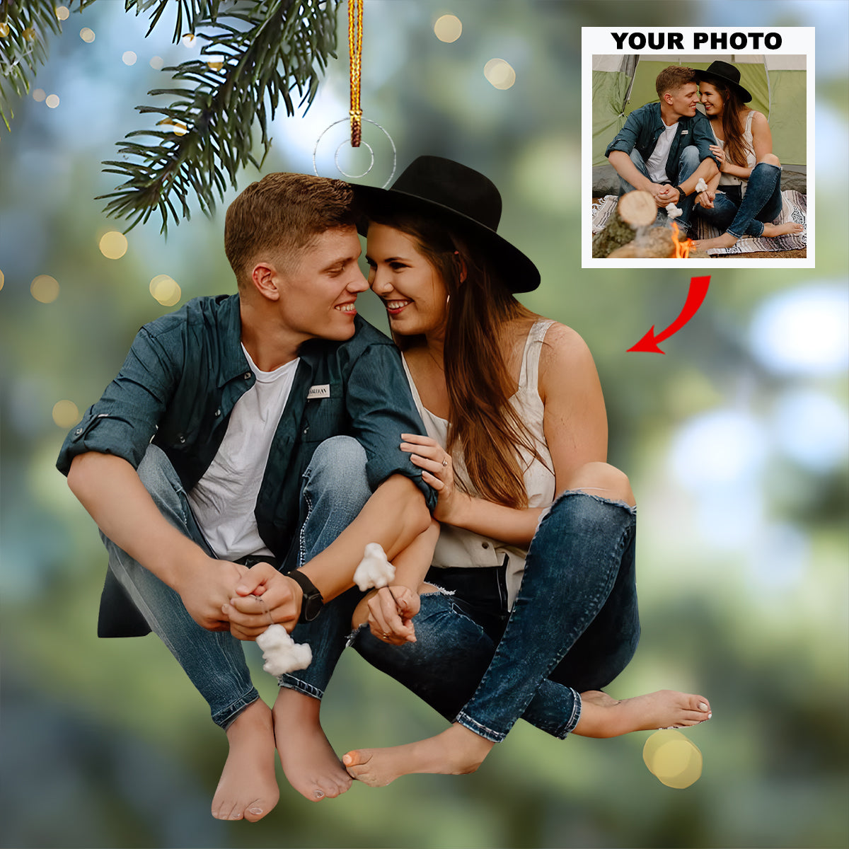 Love S Journey Personalized Photo Mica Ornament Christmas Gift For Couple Members Couple