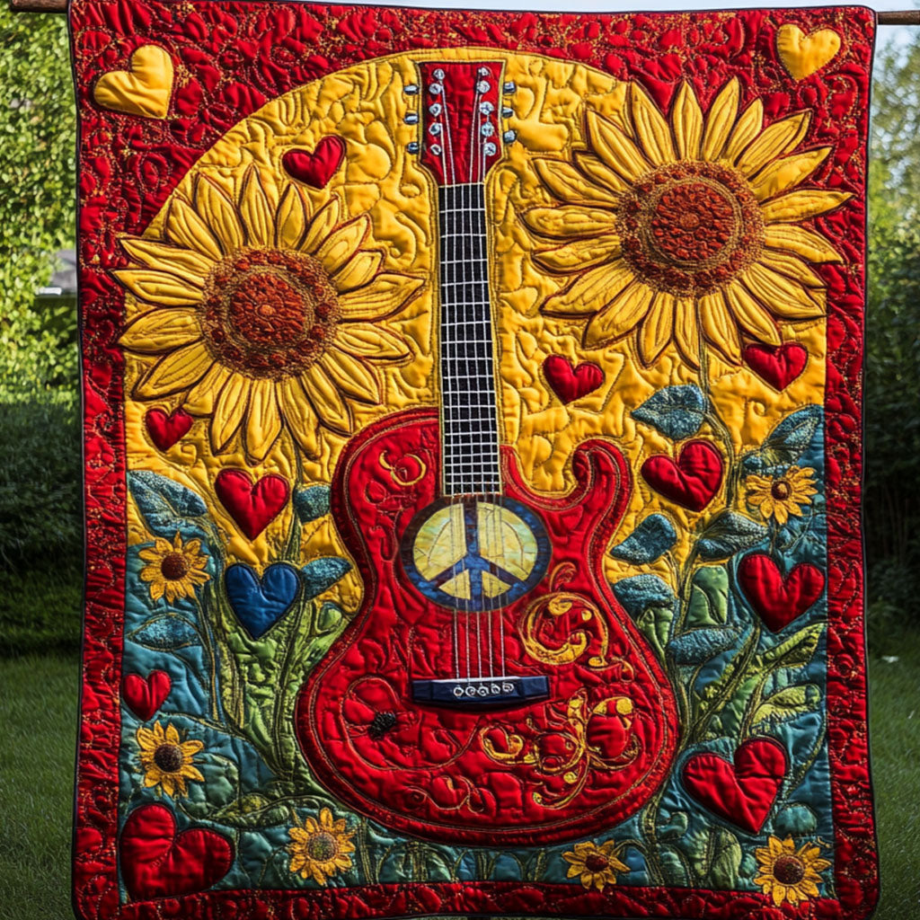 Love Strings Quilted Blanket Best Couch Throw Blanket Best Christmas Gifts For Guitar Players