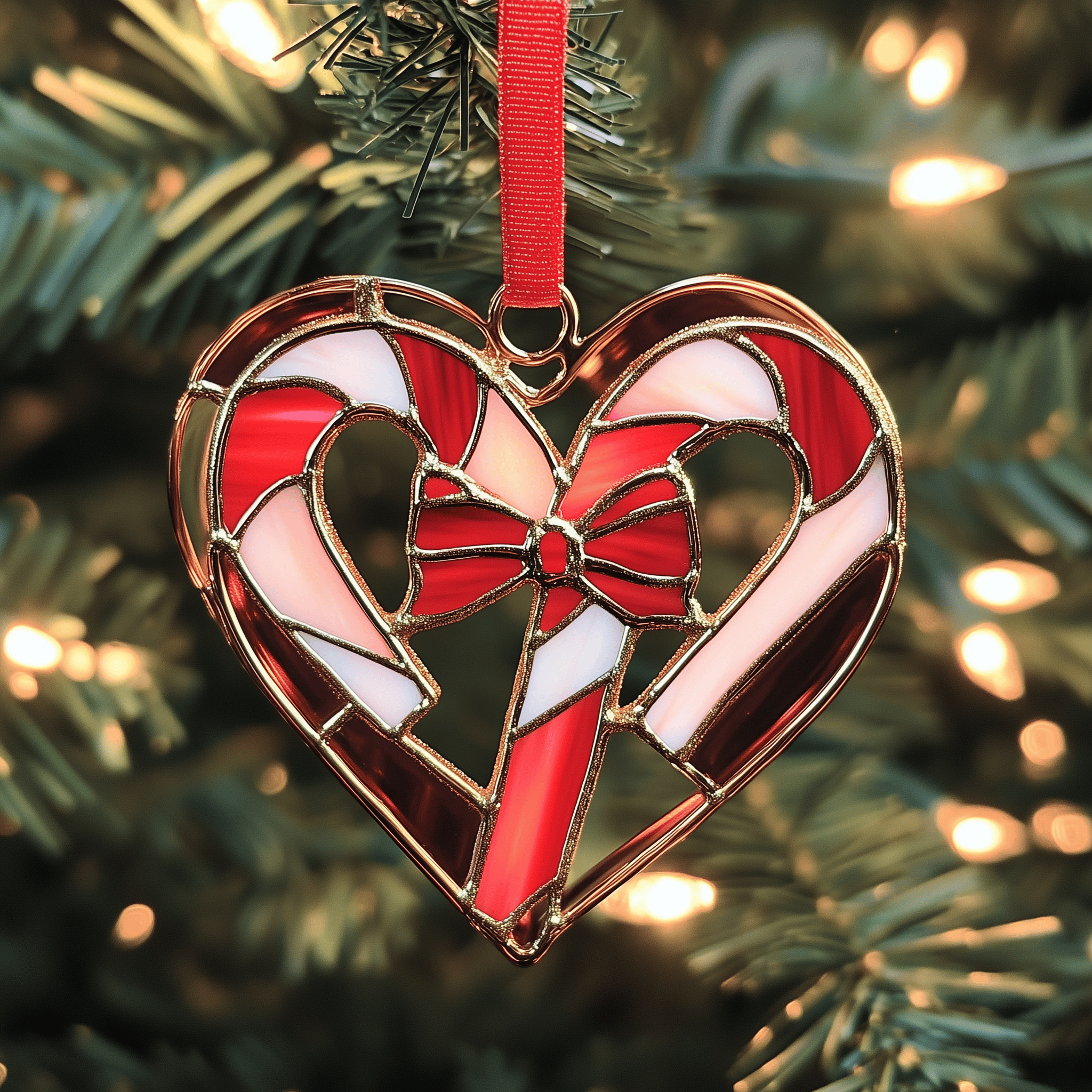 Love Symbol Candy Canes Mica Ornament Celebrate Your Family's Story with Custom Ornaments