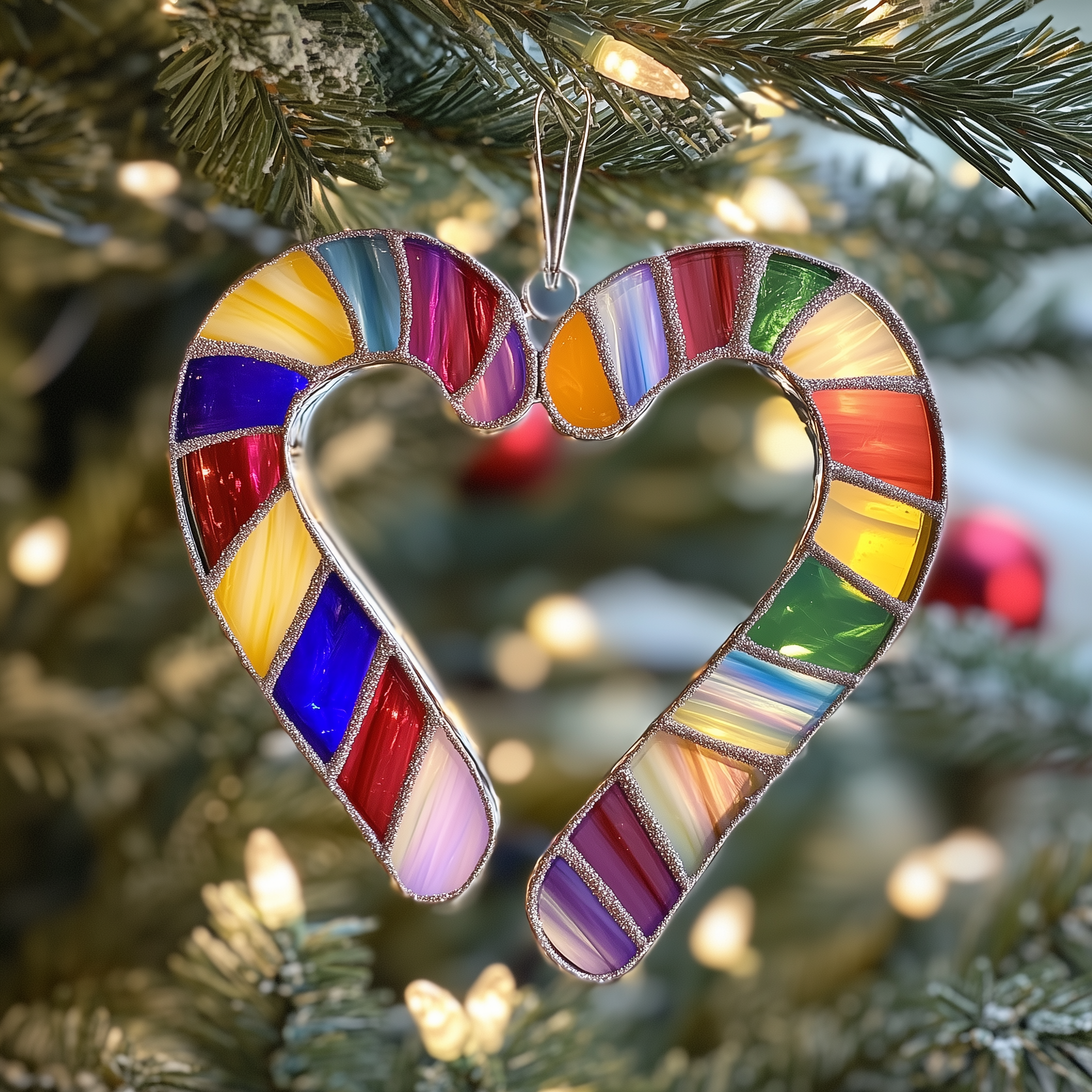 Love Symbol Rainbow Candy Canes Acrylic Ornament Christmas Ornament for Him