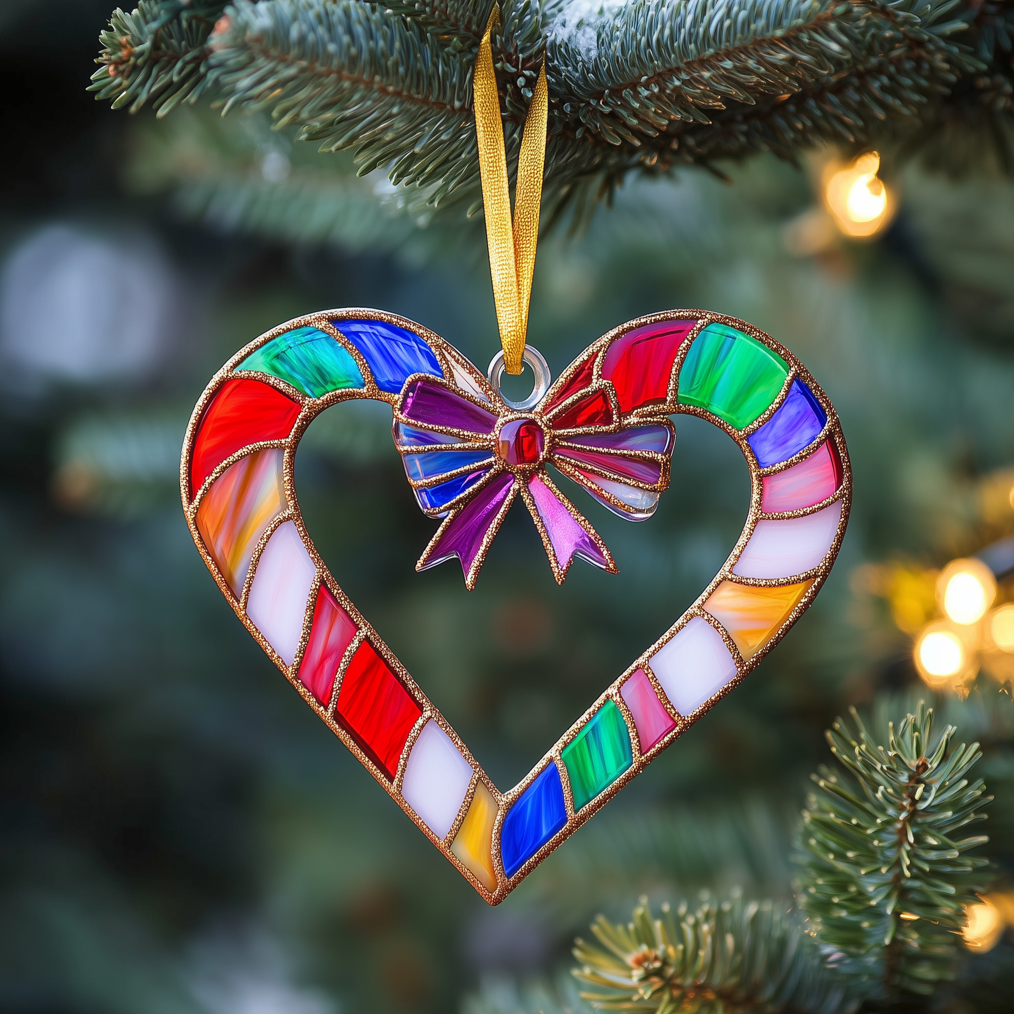 Love Symbol Rainbow Candy Canes Acrylic Ornament Housewarming Ornament Gift