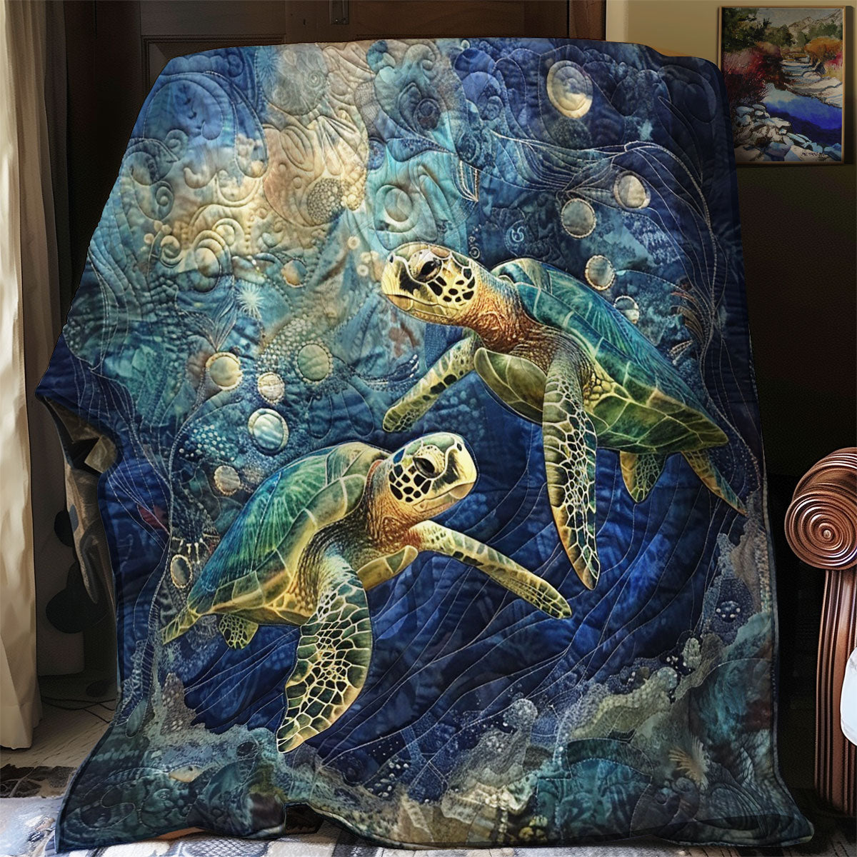 Love Turtle Quilt Blanket Christmas Throws Sea Turtle Gifts For Mom