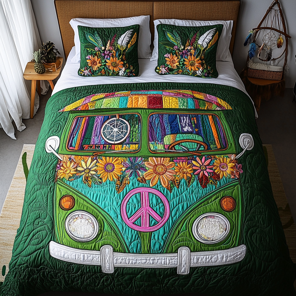 Love Van Quilted Bedding Set Bedroom Decor Ideas Christmas Presents For Hippies