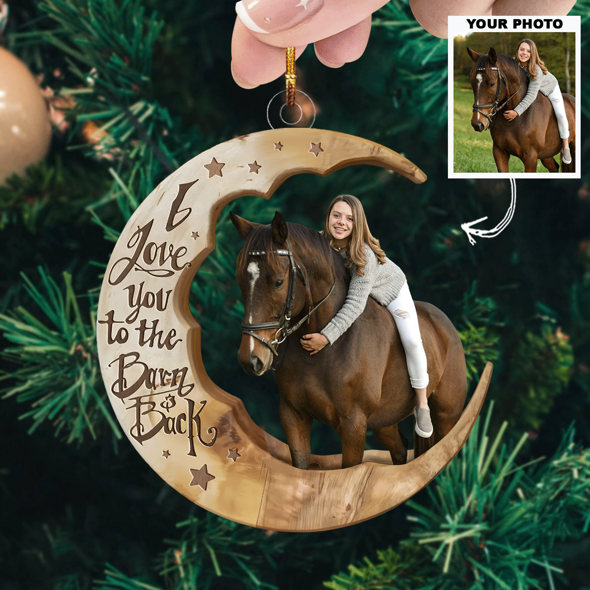 Love You To The Barn And Back Personalized Photo Mica Ornament Christmas Gift For Hors