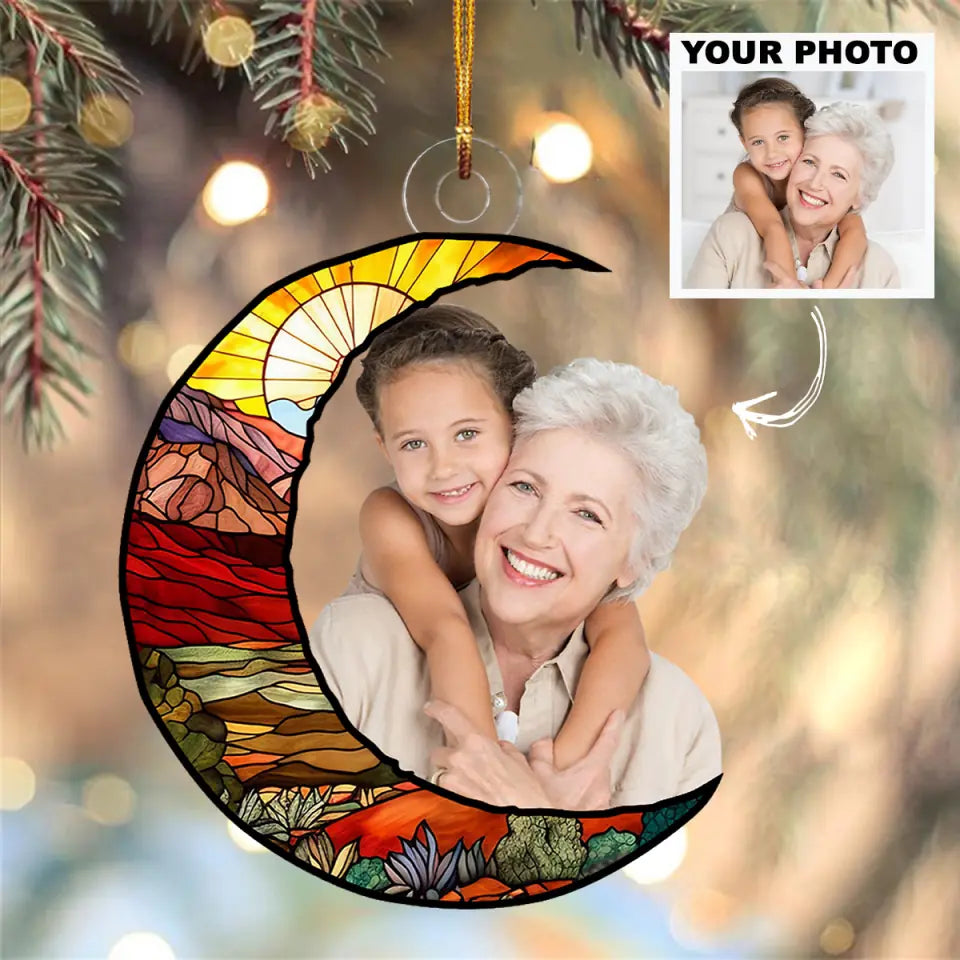 Love You To The Moon And Back Personalized Custom Photo Mica Ornament Christmas Gift