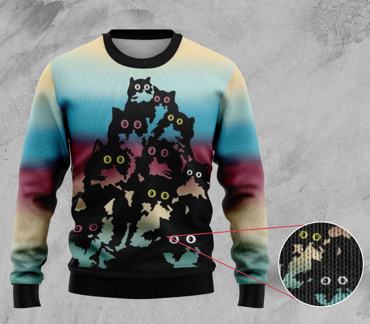 Lovely Black Cat Christmas Ugly Sweater Best Gifts for Cat Lovers