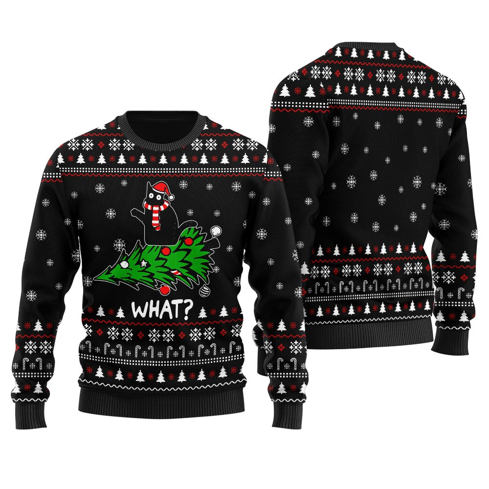 Lovely Black Cat Womens Ugly Sweater Black Trending Christmas Merch Gift 2025 Collection