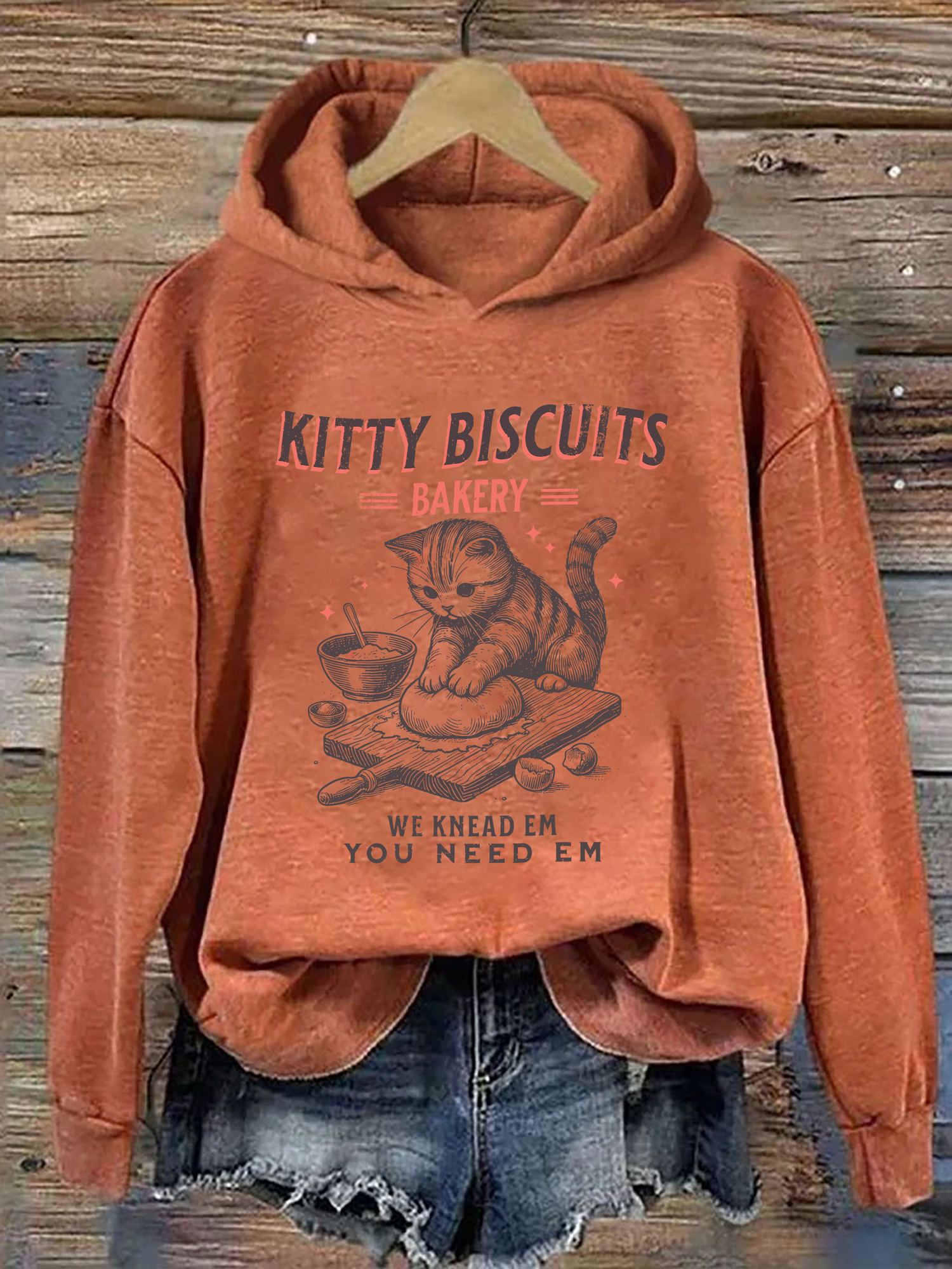 Lovely Cat Biscuit Hoodie Animal Design Novelty Clothing Gifts For Cat Lovers