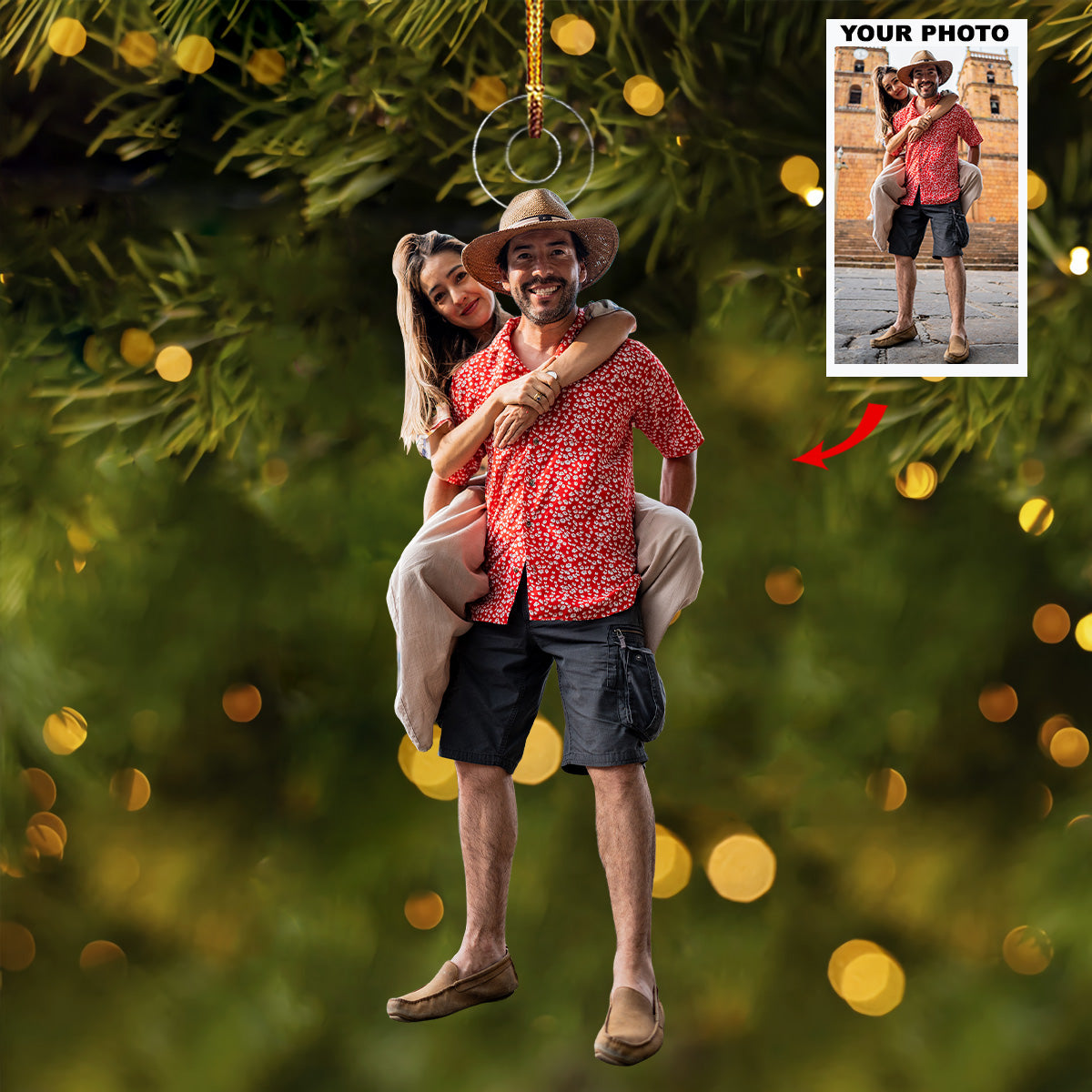 Lovely Moment Personalized Photo Mica Ornament Christmas Gift For Couple Wedding Couple