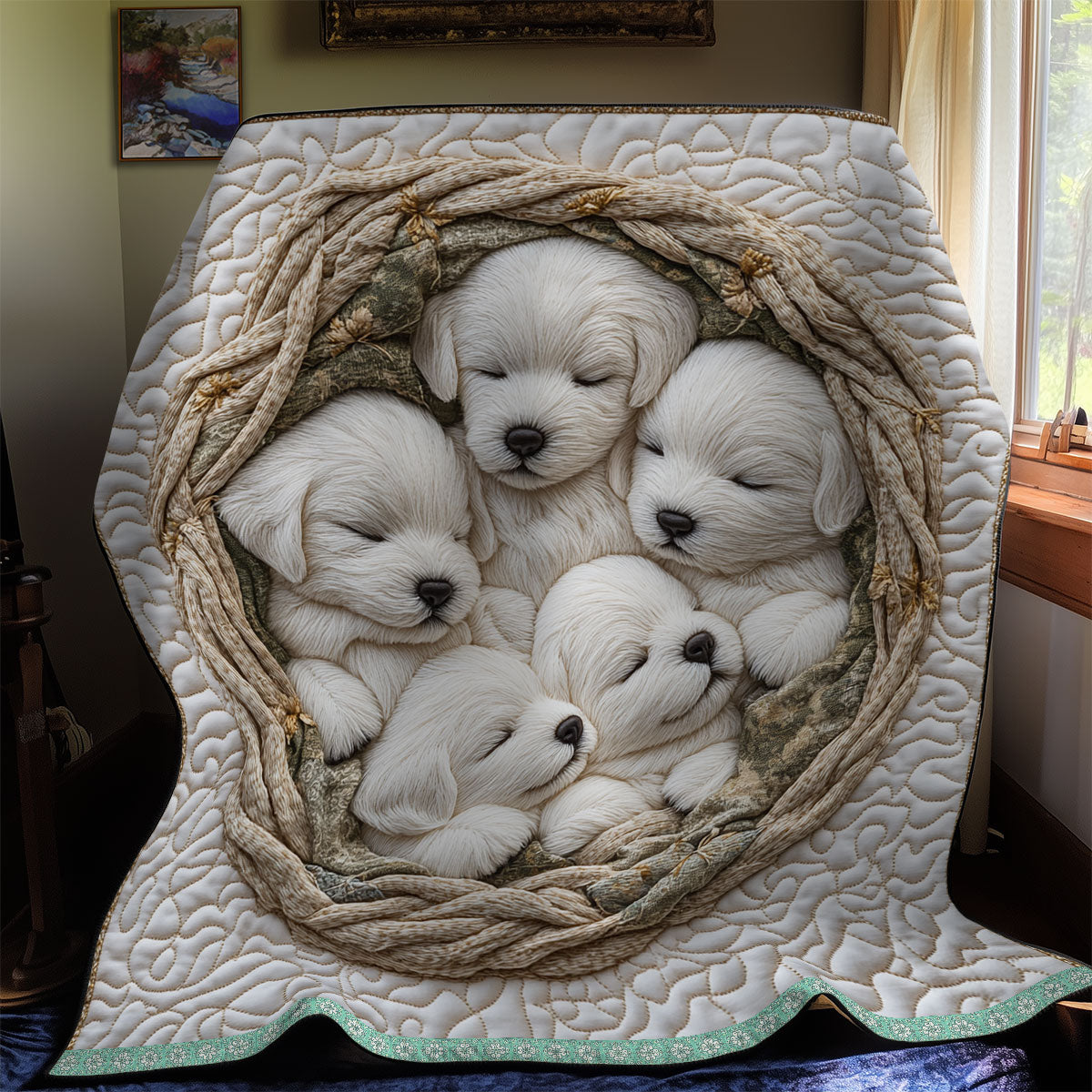 Lovely Sleeping Puppy Quilt Blanket Fluffy Throw Blanket Good Presents For Puppy Lovers