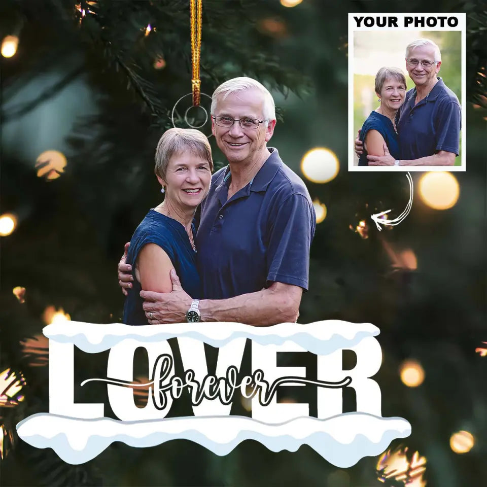 Lover Forever Personalized Custom Photo Mica Ornament Christmas Gift For Couple Wife