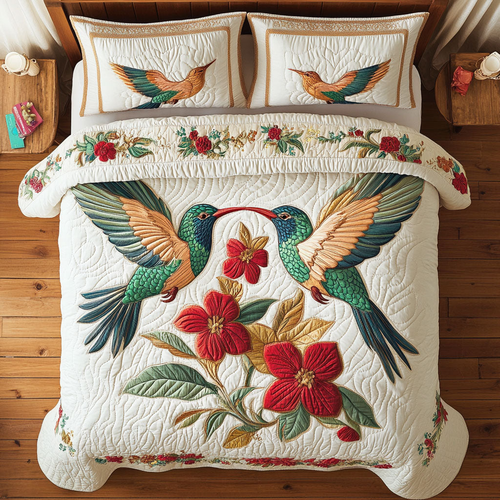 Lover's Flight Quilted Bedding Set Duvet Cover Bedspread Gifts Bedroom Decorative