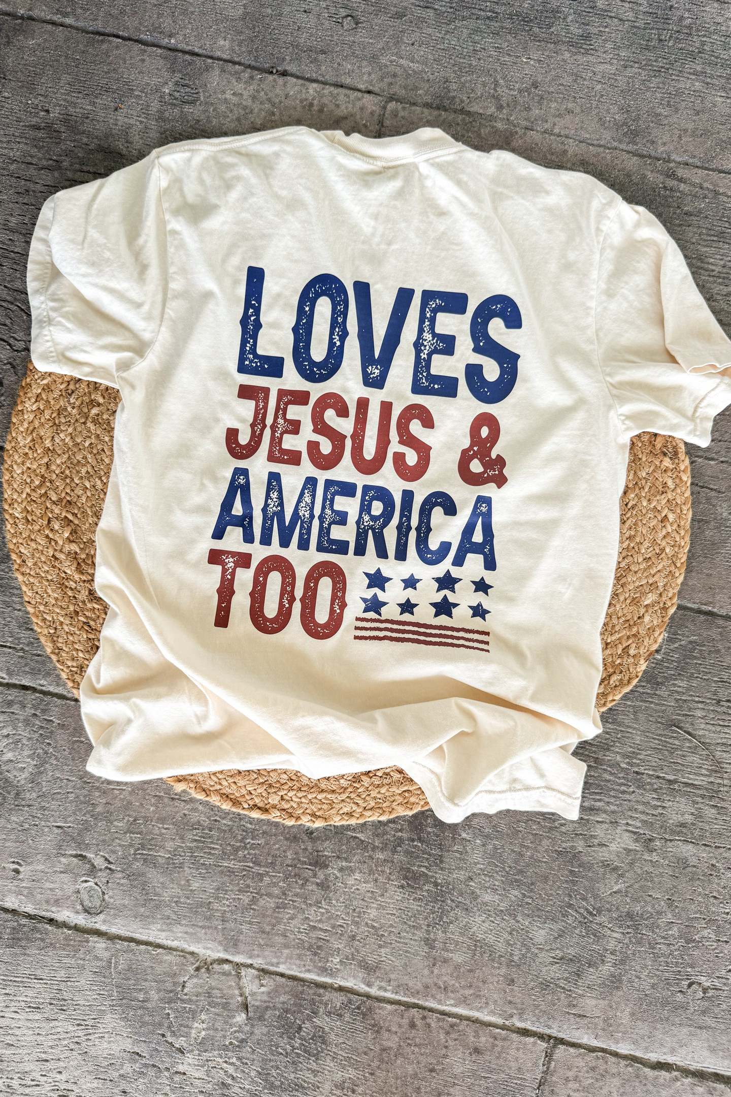Loves Jesus and America Too T-Shirt Christian Gifts For Women's