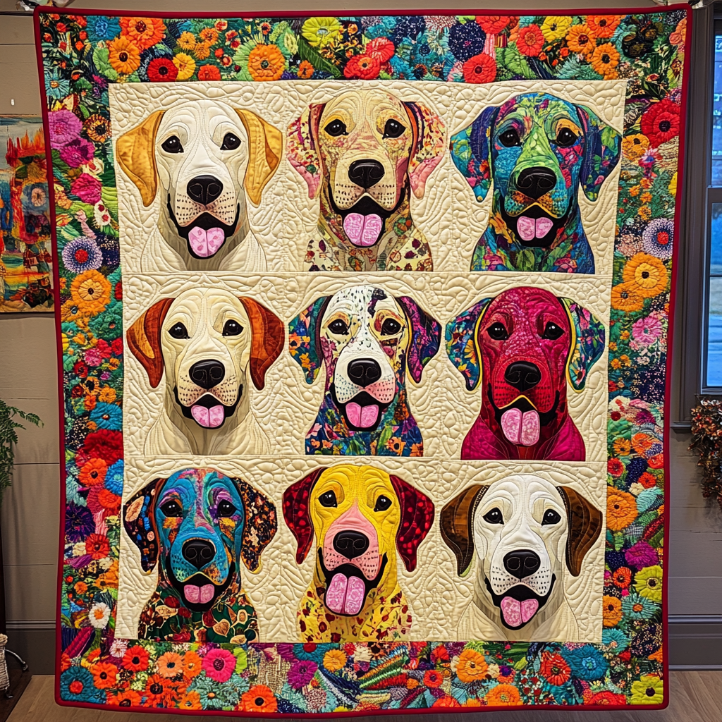 Loving Floral Labrador Quilted Blanket Gifts For Pet Owners
