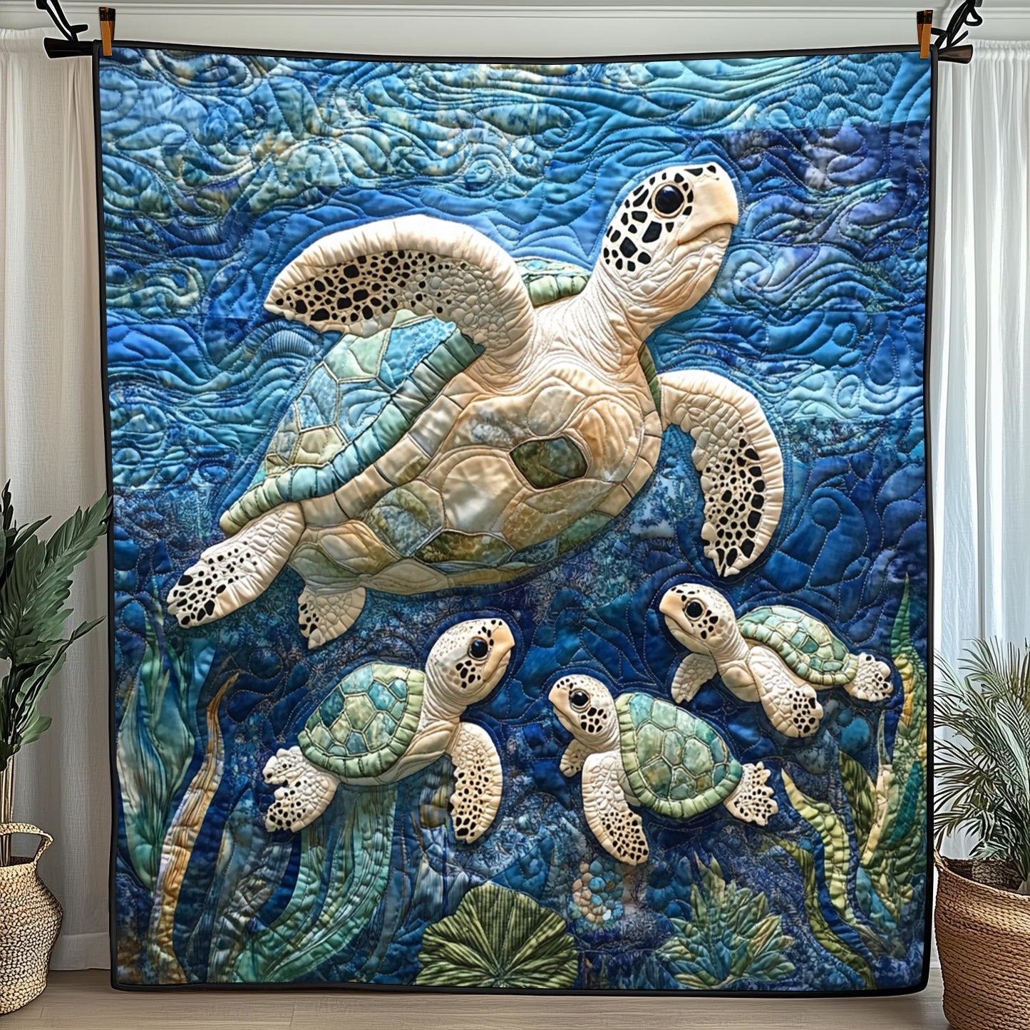 Loving Mom Turtle Quilted Blanket Cute Soft BlanketPresents For Turtle Lovers
