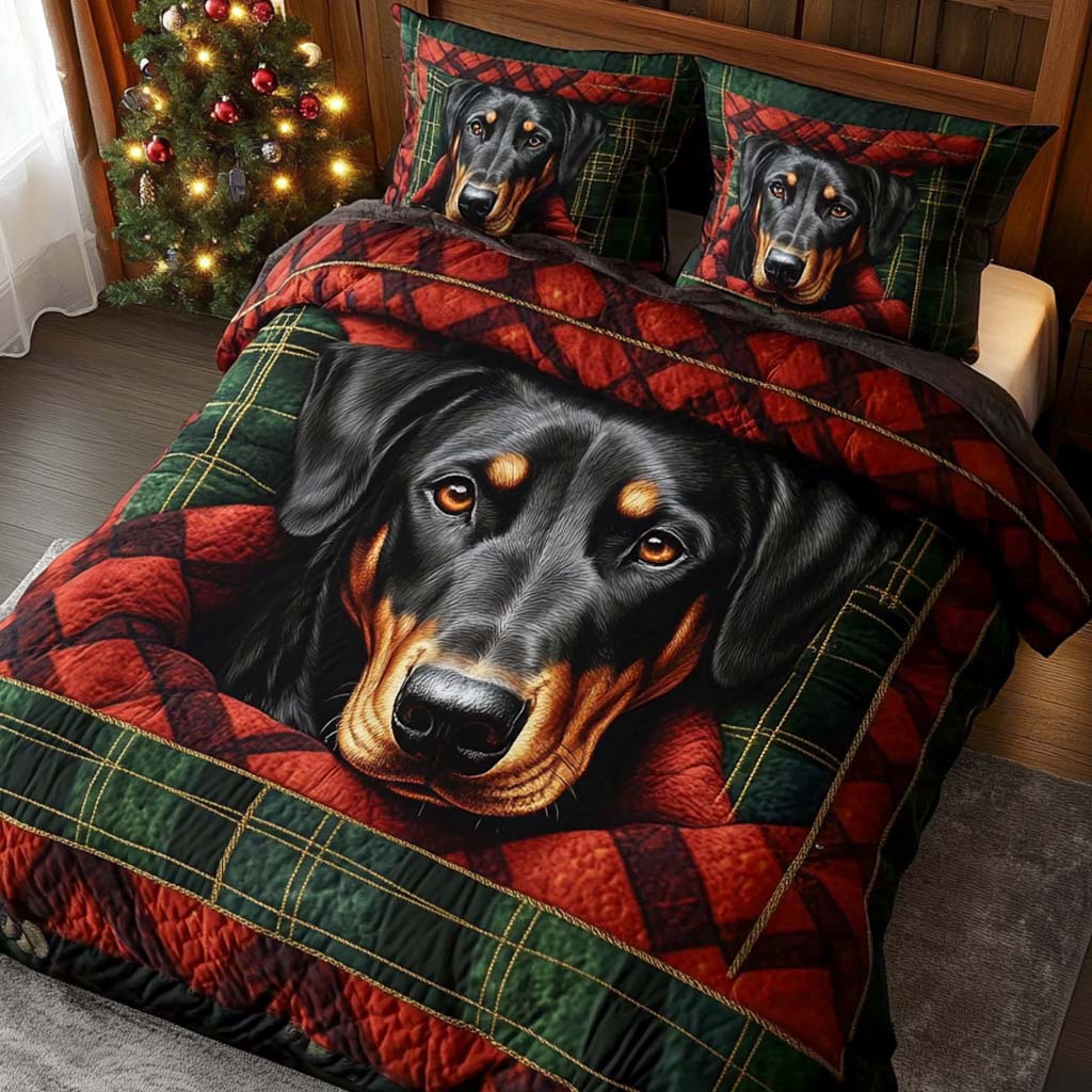Loyal Doberman Quilted Bedding Set Best Christmas Duvet Cover Set Best Presents For Dog Lovers