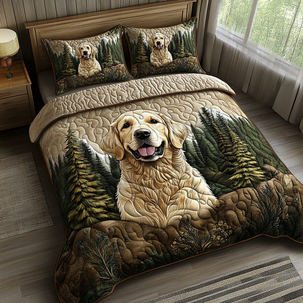Loyal Golden Quilted Bedding Set Bedroom Decorations Best Golden Retriever Gifts