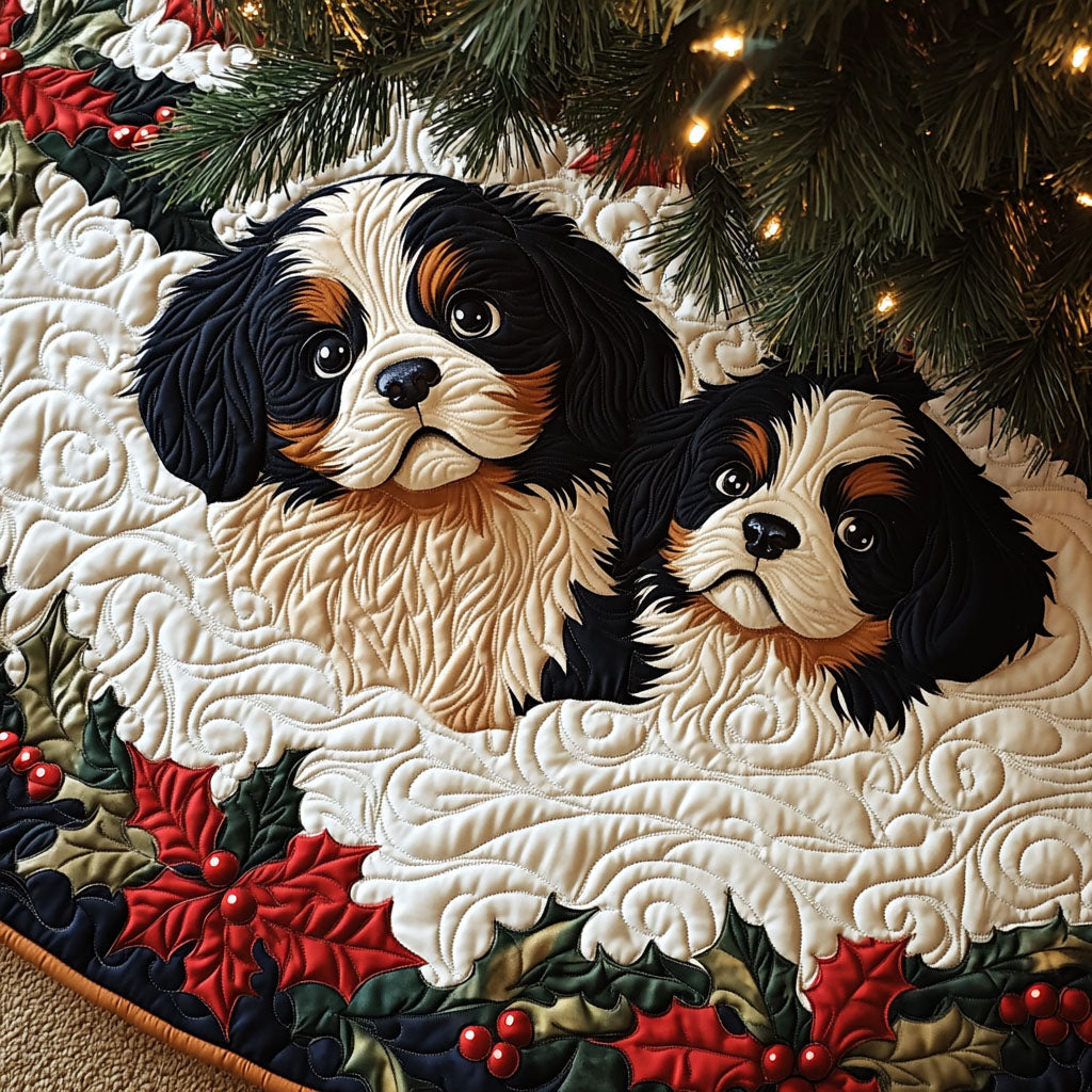 Loyal Heart Quilted Christmas Tree Skirt Holiday Tree Base Decoration