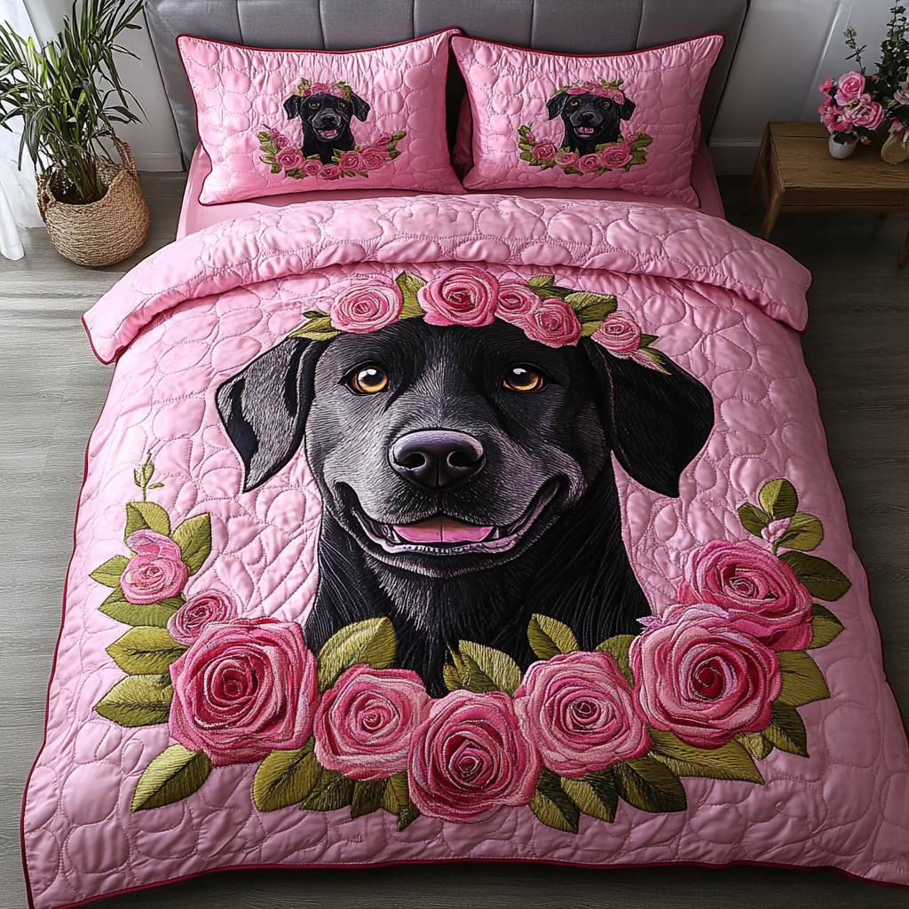 Loyal Labrador Quilted Bedding Set Cozy Bedroom Decor Christmas Presents For Labradors