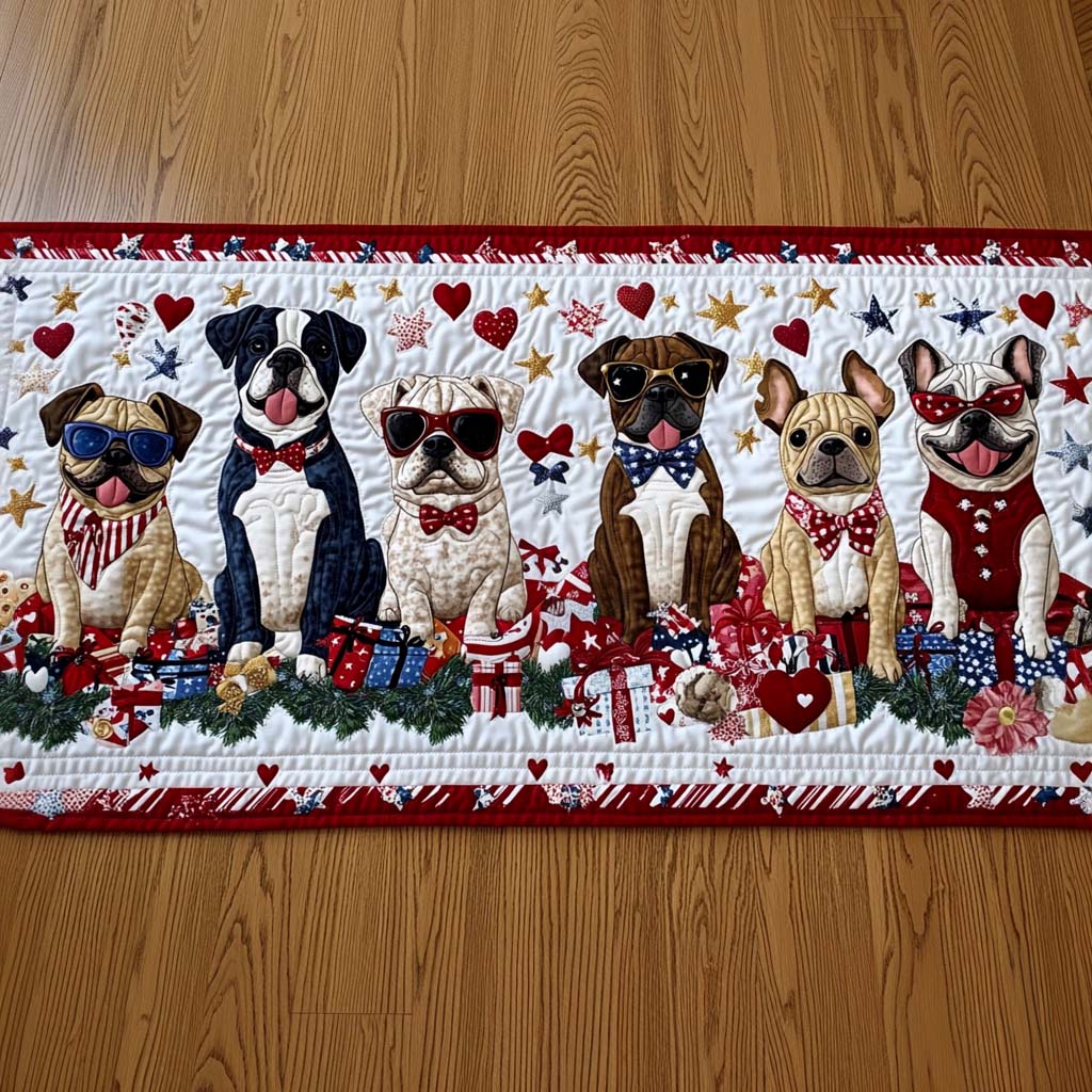 Loyal Paw Parade Quilted Table Runner Kitchen Decor Gifts For A Patriotic Person