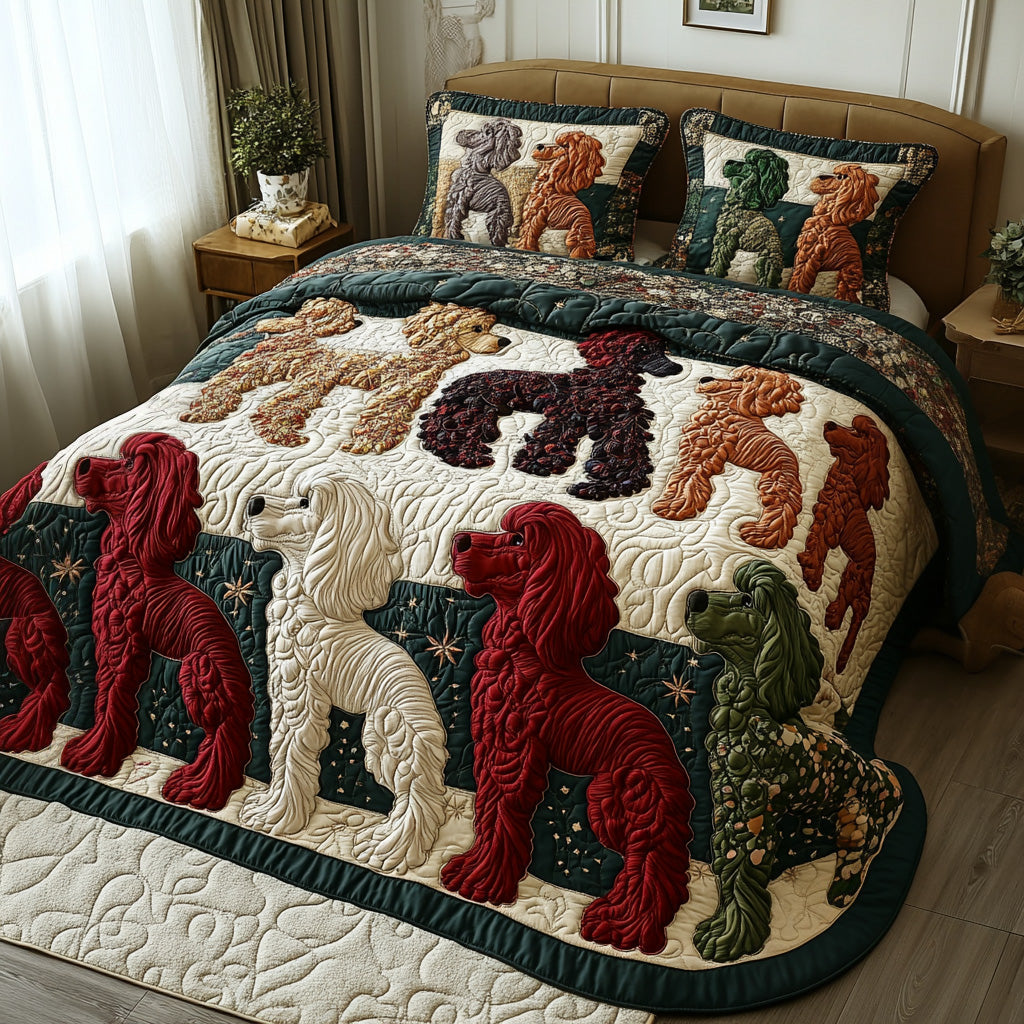 Loyal Paws Quilted Bedding Set Bed Room Decoration Poodle Mom Gifts