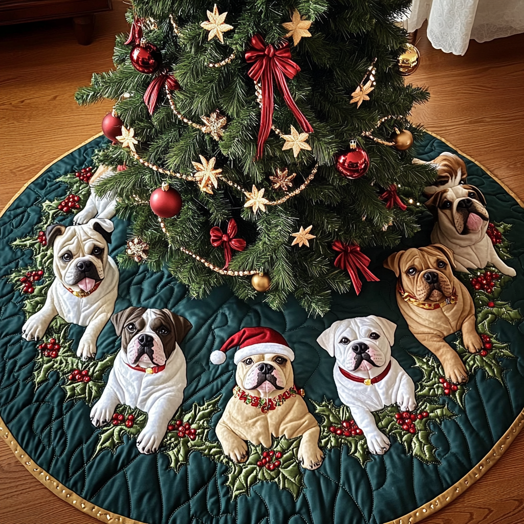 Loyal Pitbull Christmas Quilted Tree Skirt Holiday Decorations Best Christmas Present For Dog