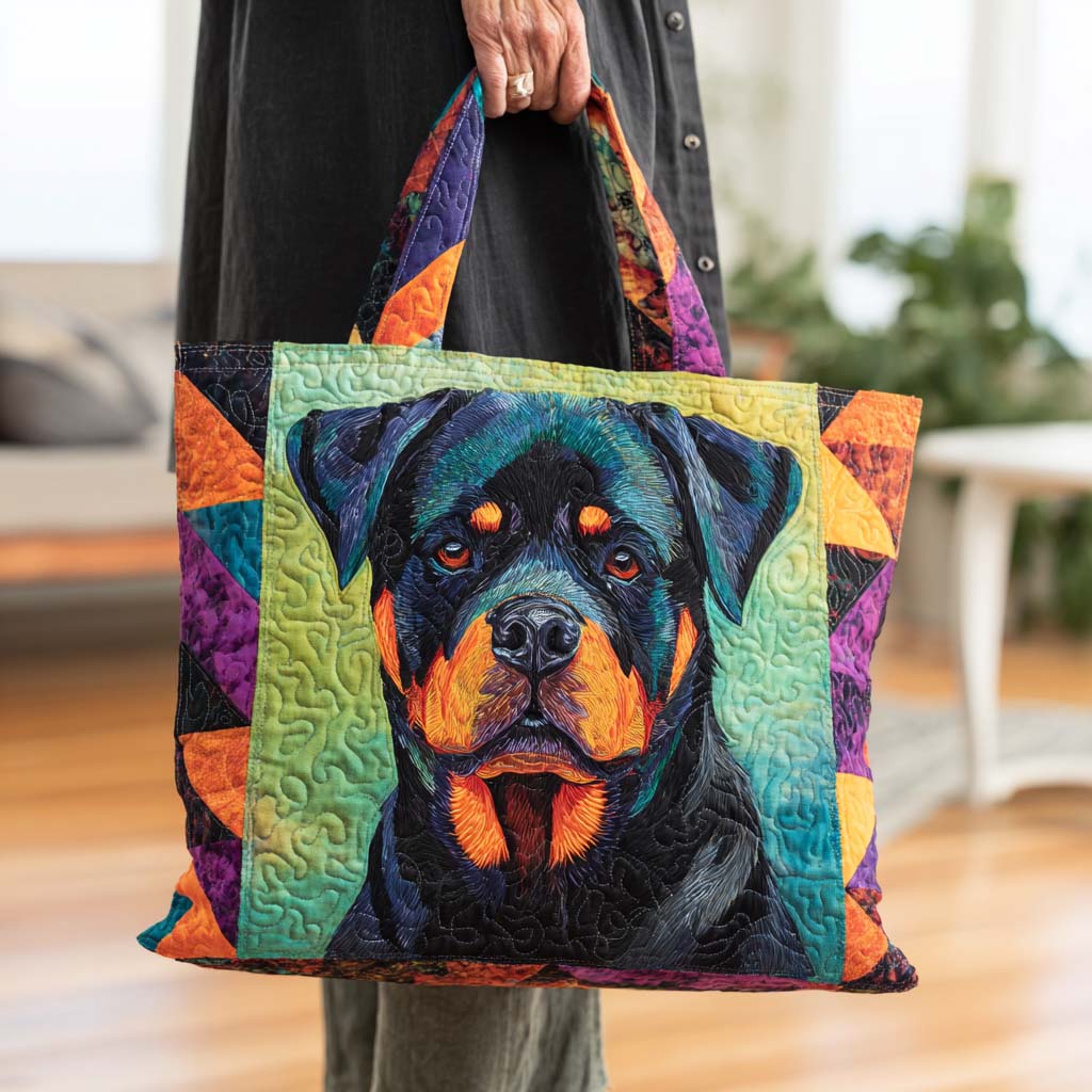 Loyal Rottweiler Charm Quilted Tote Bag Good Gifts For New Dog Owners