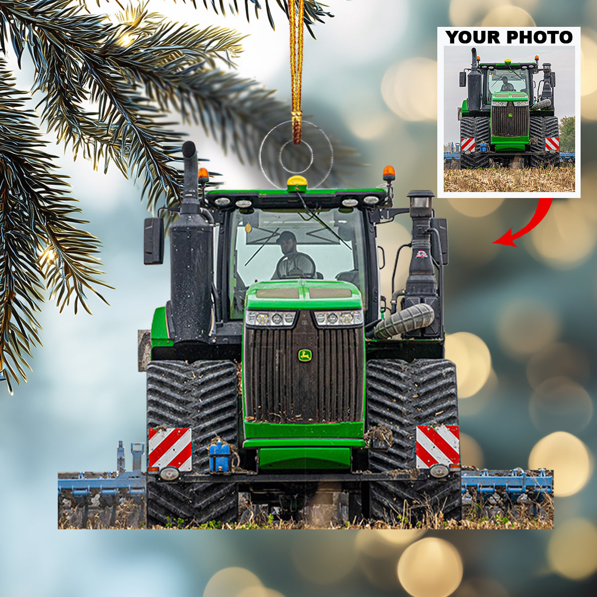 Loyal Steel Friend Tractor Personalized Photo Mica Ornament Christmas Gift For Family members
