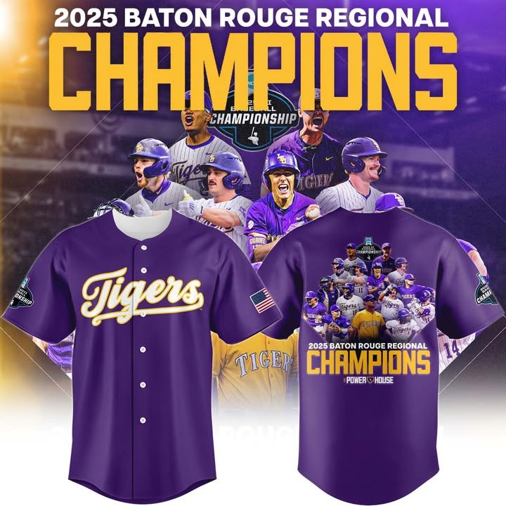 LSU Baseball 2025 Baton Rouge Regional Champs Jersey LSU Merch