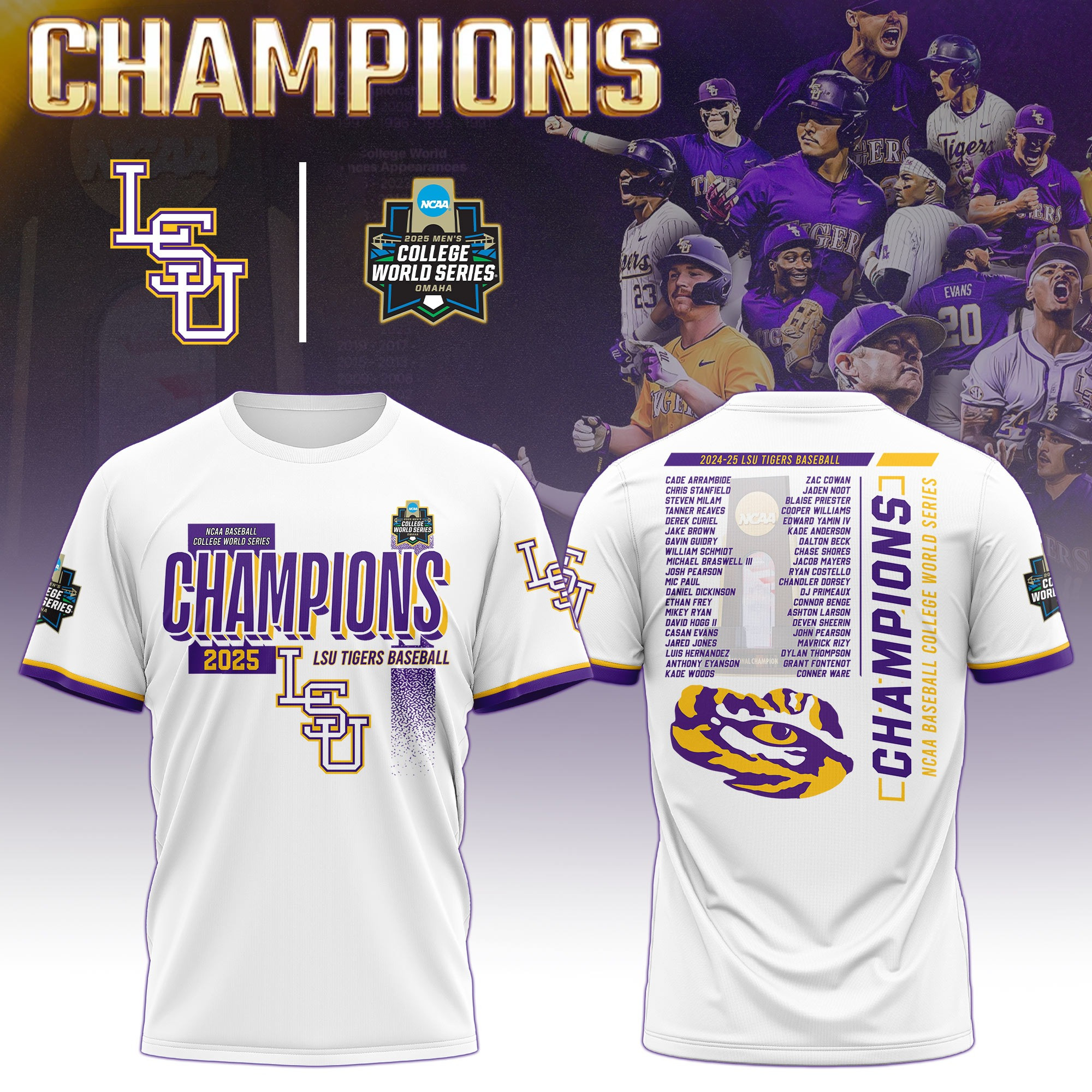 LSU Baseball 2025 College World Series Champions T-Shirt Best Gift For Sports Buyers