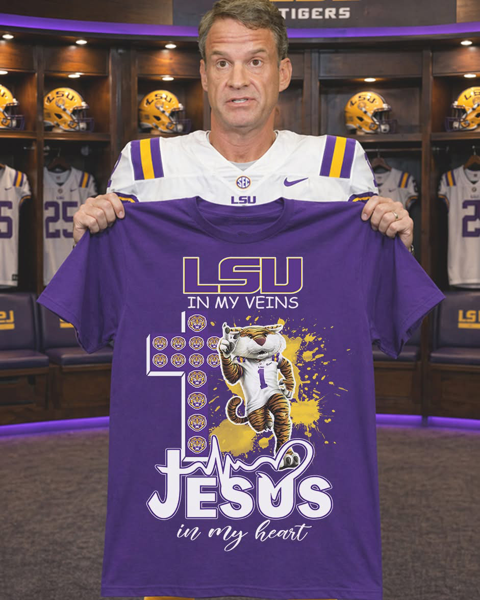 LSU Jesus In My Veins T-Shirt Tiger Mascot Cross Tee Gift For Sports Mom